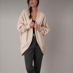 Anthropologie Pilcro Aubrey Draped Cardigan Open Front Beige Size L/XL